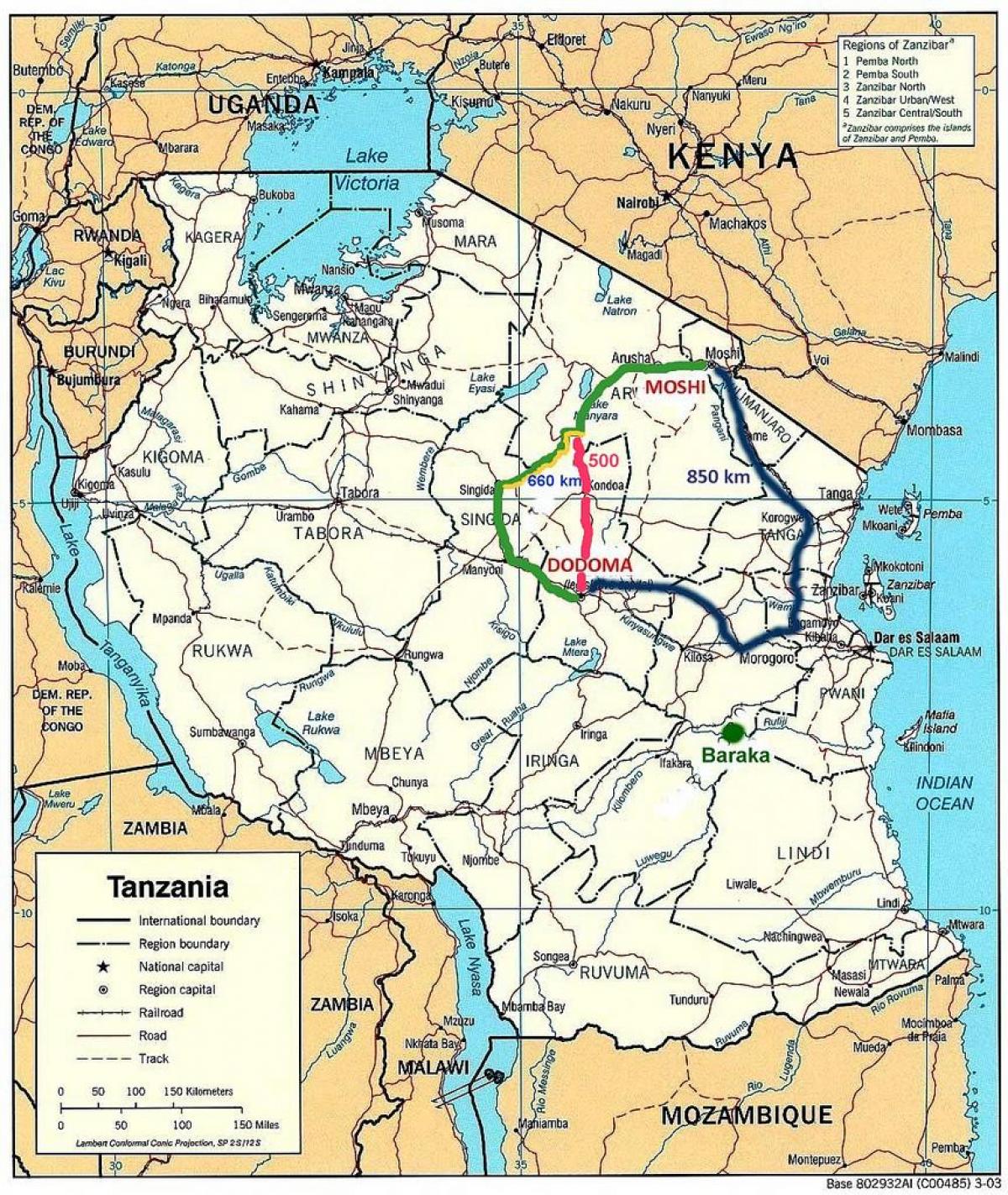 tansaania teedevõrgu kaart
