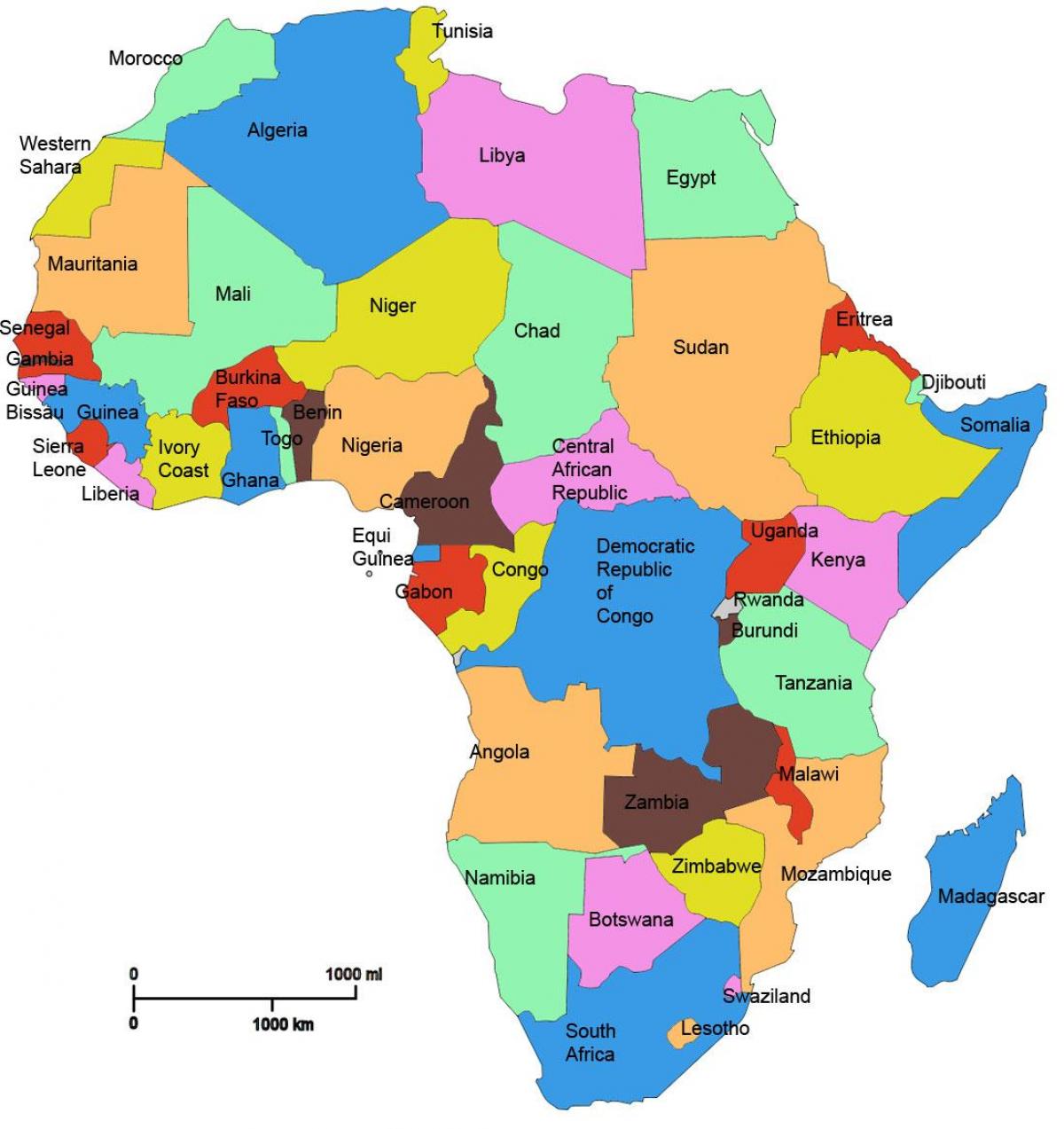 aafrika kaart, mis näitab tansaania