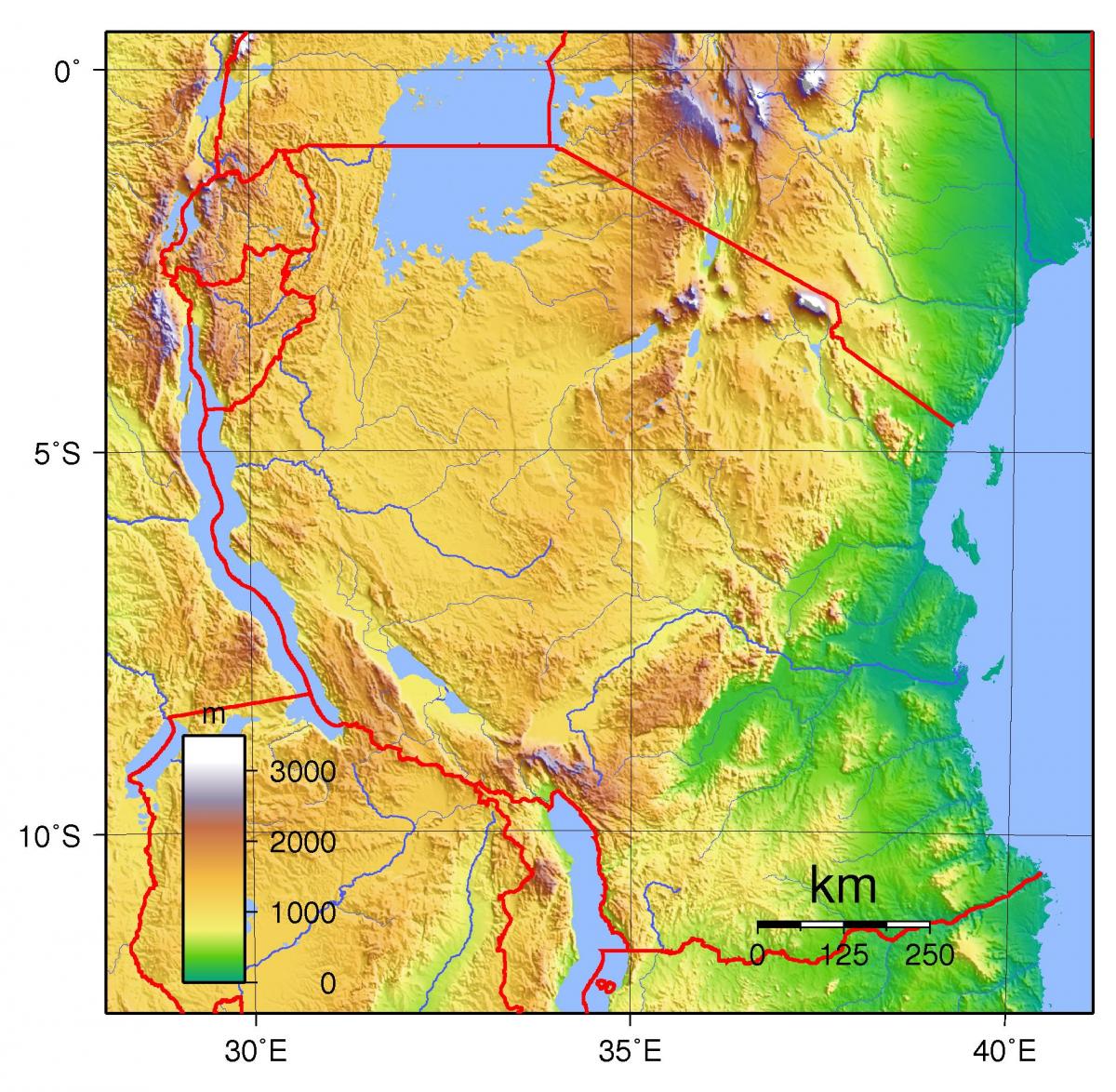 tansaania topograafiline kaart