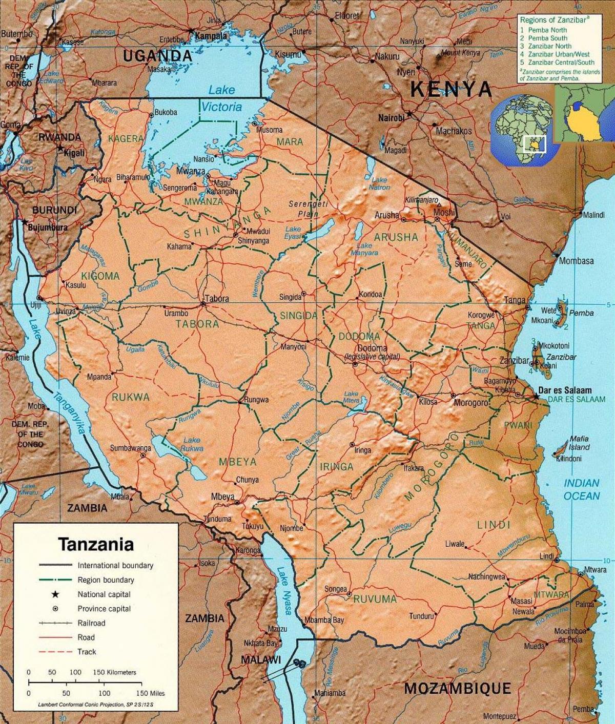 tansaania geograafiline kaart