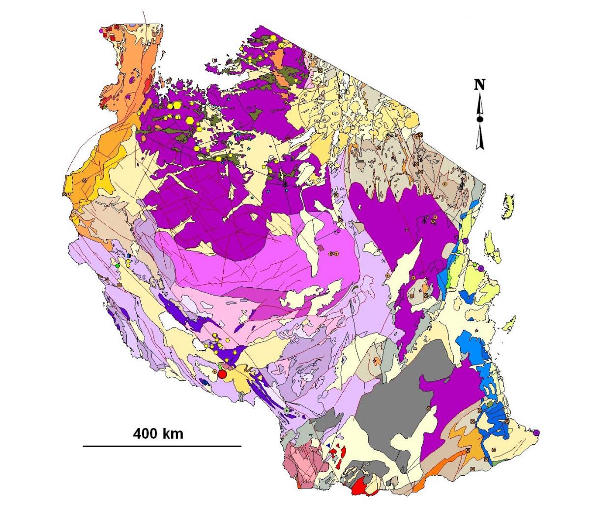 Kaart tansaania geoloogilise