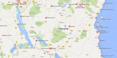 Kaart tansaania lennujaamad 