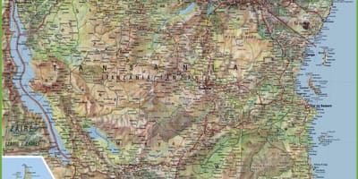 Kaart üksikasjalikud tansaania